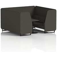 Brixworth 6 Seater Booth with Table, Black Legs, Black Table, Main Line Flax Fabric, Temple Panels And Sofa