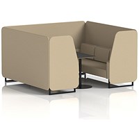 Brixworth 6 Seater Booth with Table, Black Legs, Black Table, Main Line Flax Fabric, Upminster Panels And Sofa