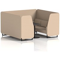 Brixworth 6 Seater Booth with Table, Black Legs, Black Table, Synergy Fabric, Affix Panels And Sofa
