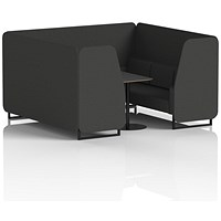 Brixworth 6 Seater Booth with Table, Black Legs, Black Table, Synergy Fabric, Mix Panels And Sofa