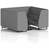 Brixworth 6 Seater Booth with Table, Black Legs, Black Table, Synergy Fabric, Partner Panels And Sofa
