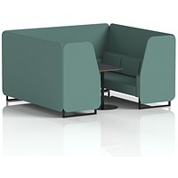 Brixworth 6 Seater Booth with Table, Black Legs, Black Table, Sumi Fabric, Handa Panels And Sofa