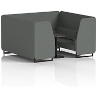 Brixworth 6 Seater Booth with Table, Black Legs, Black Table, Sumi Fabric, Kobe Panels And Sofa
