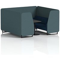 Brixworth 6 Seater Booth with Table, Black Legs, Black Table, X2 Fabric, Polygon Panels And Calculus Sofa