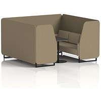 Brixworth 6 Seater Booth with Table, Black Legs, Black Table, Main Line Flax Fabric, Bank Panels And Upminster Sofa