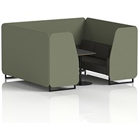 Brixworth 6 Seater Booth with Table, Black Legs, Black Table, Main Line Flax Fabric, Monument Panels And Temple Sofa