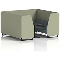 Brixworth 6 Seater Booth with Table, Black Legs, Black Table, Main Line Flax Fabric, Newbury Panels And Westminster Sofa