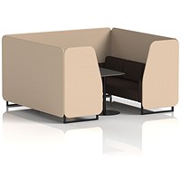 Brixworth 6 Seater Booth with Table, Black Legs, Black Table, Synergy Fabric, Affix Panels And Wed Sofa