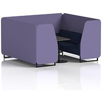 Brixworth 6 Seater Booth with Table, Black Legs, Black Table, Synergy Fabric, Order Panels And Alike Sofa