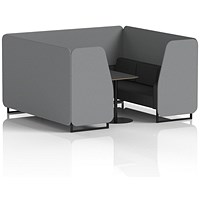 Brixworth 6 Seater Booth with Table, Black Legs, Black Table, Synergy Fabric, Partner Panels And Mix Sofa