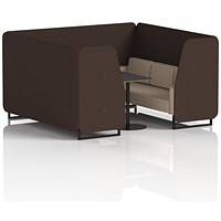 Brixworth 6 Seater Booth with Table, Black Legs, Black Table, Synergy Fabric, Wed Panels And Affix Sofa