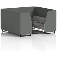Brixworth 6 Seater Booth with Table, Black Legs, Black Table, Sumi Fabric, Kobe Panels And Tokyo Sofa