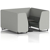 Brixworth 6 Seater Booth with Table, Black Legs, Black Table, Sumi Fabric, Tokyo Panels And Kobe Sofa
