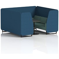 Brixworth 6 Seater Booth with Table, Black Legs, Black Table, Sumi Fabric, Uto Panels And Handa Sofa
