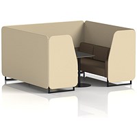 Brixworth 6 Seater Booth with Table, Black Legs, Black Table, Sumi Fabric, Zen Panels And Osaka Sofa