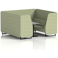 Brixworth 6 Seater Booth with Table, Black Legs, Grey/Black Table, Rivet Fabric, Burnish Panels And Sofa