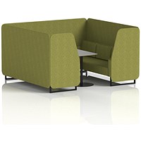 Brixworth 6 Seater Booth with Table, Black Legs, Grey/Black Table, Rivet Fabric, Olive Panels And Sofa