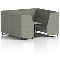 Brixworth 6 Seater Booth with Table, Black Legs, Grey/Black Table, Rivet Fabric, Vitreous Panels And Sofa