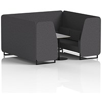 Brixworth 6 Seater Booth with Table, Black Legs, Grey/Black Table, X2 Fabric, Arithmetic Panels And Sofa