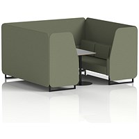 Brixworth 6 Seater Booth with Table, Black Legs, Grey/Black Table, Main Line Flax Fabric, Monument Panels And Sofa