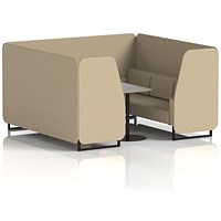 Brixworth 6 Seater Booth with Table, Black Legs, Grey/Black Table, Main Line Flax Fabric, Upminster Panels And Sofa