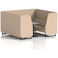 Brixworth 6 Seater Booth with Table, Black Legs, Grey/Black Table, Synergy Fabric, Affix Panels And Sofa