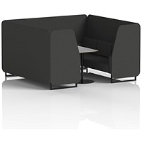 Brixworth 6 Seater Booth with Table, Black Legs, Grey/Black Table, Synergy Fabric, Mix Panels And Sofa