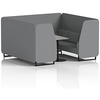 Brixworth 6 Seater Booth with Table, Black Legs, Grey/Black Table, Synergy Fabric, Partner Panels And Sofa