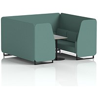 Brixworth 6 Seater Booth with Table, Black Legs, Grey/Black Table, Sumi Fabric, Handa Panels And Sofa