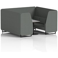 Brixworth 6 Seater Booth with Table, Black Legs, Grey/Black Table, Sumi Fabric, Kobe Panels And Sofa