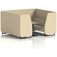 Brixworth 6 Seater Booth with Table, Black Legs, Grey/Black Table, Sumi Fabric, Zen Panels And Sofa