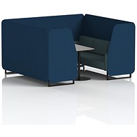 Brixworth 6 Seater Booth with Table, Black Legs, Grey/Black Table, X2 Fabric, Calculus Panels And Polygon Sofa