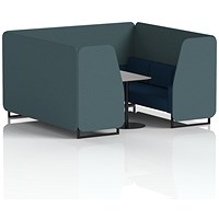 Brixworth 6 Seater Booth with Table, Black Legs, Grey/Black Table, X2 Fabric, Polygon Panels And Calculus Sofa