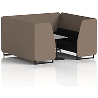 Brixworth 6 Seater Booth with Table, Black Legs, Grey/Black Table, X2 Fabric, Theory Panels And Diameter Sofa