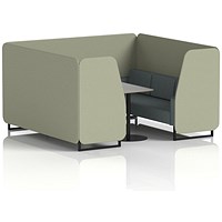 Brixworth 6 Seater Booth with Table, Black Legs, Grey/Black Table, Main Line Flax Fabric, Newbury Panels And Westminster Sofa