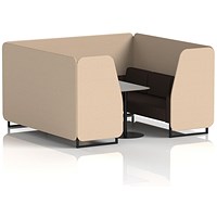 Brixworth 6 Seater Booth with Table, Black Legs, Grey/Black Table, Synergy Fabric, Affix Panels And Wed Sofa