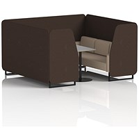 Brixworth 6 Seater Booth with Table, Black Legs, Grey/Black Table, Synergy Fabric, Wed Panels And Affix Sofa