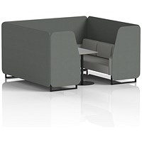 Brixworth 6 Seater Booth with Table, Black Legs, Grey/Black Table, Sumi Fabric, Kobe Panels And Tokyo Sofa