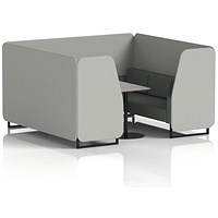 Brixworth 6 Seater Booth with Table, Black Legs, Grey/Black Table, Sumi Fabric, Tokyo Panels And Kobe Sofa