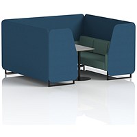 Brixworth 6 Seater Booth with Table, Black Legs, Grey/Black Table, Sumi Fabric, Uto Panels And Handa Sofa