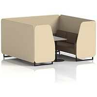 Brixworth 6 Seater Booth with Table, Black Legs, Grey/Black Table, Sumi Fabric, Zen Panels And Osaka Sofa