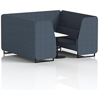 Brixworth 6 Seater Booth with Table, Black Legs, White/Black Table, Rivet Fabric, Crucible Panels And Sofa