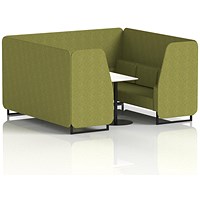 Brixworth 6 Seater Booth with Table, Black Legs, White/Black Table, Rivet Fabric, Olive Panels And Sofa Brixworth 6 Seater Booth with Table, Black Legs, White/Black Table, Rivet Fabric, Olive Panels And Sofa
