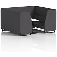 Brixworth 6 Seater Booth with Table, Black Legs, White/Black Table, X2 Fabric, Arithmetic Panels And Sofa