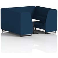 Brixworth 6 Seater Booth with Table, Black Legs, White/Black Table, X2 Fabric, Calculus Panels And Sofa