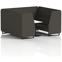 Brixworth 6 Seater Booth with Table, Black Legs, White/Black Table, Main Line Flax Fabric, Temple Panels And Sofa