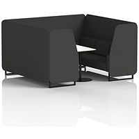 Brixworth 6 Seater Booth with Table, Black Legs, White/Black Table, Synergy Fabric, Mix Panels And Sofa