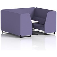 Brixworth 6 Seater Booth with Table, Black Legs, White/Black Table, Synergy Fabric, Order Panels And Sofa