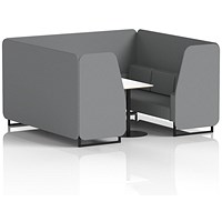 Brixworth 6 Seater Booth with Table, Black Legs, White/Black Table, Synergy Fabric, Partner Panels And Sofa