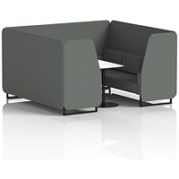 Brixworth 6 Seater Booth with Table, Black Legs, White/Black Table, Sumi Fabric, Kobe Panels And Sofa